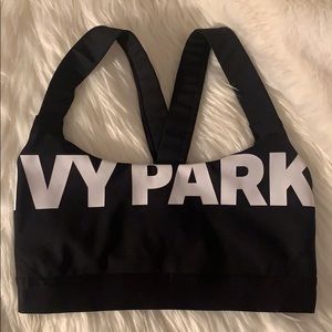 Ivy Park black logo sports bra size small